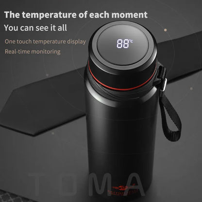 Large Capacity 304 Stainless Steel Vacuum Flask with LED Display – Outdoor Portable Thermos for Water & Coffee