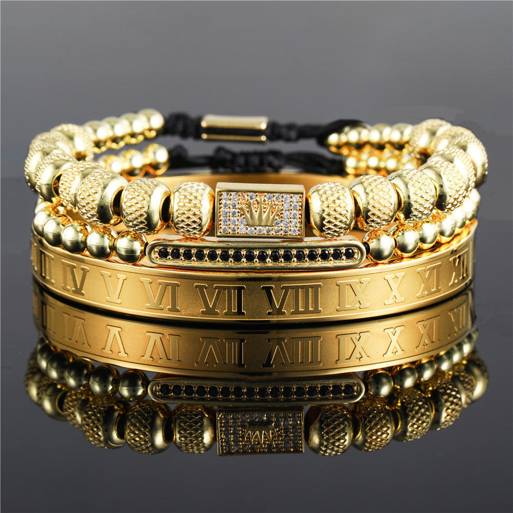Vintage Crown Braided Titanium Steel Bracelet – Elegant Fashion Bracelets for Women