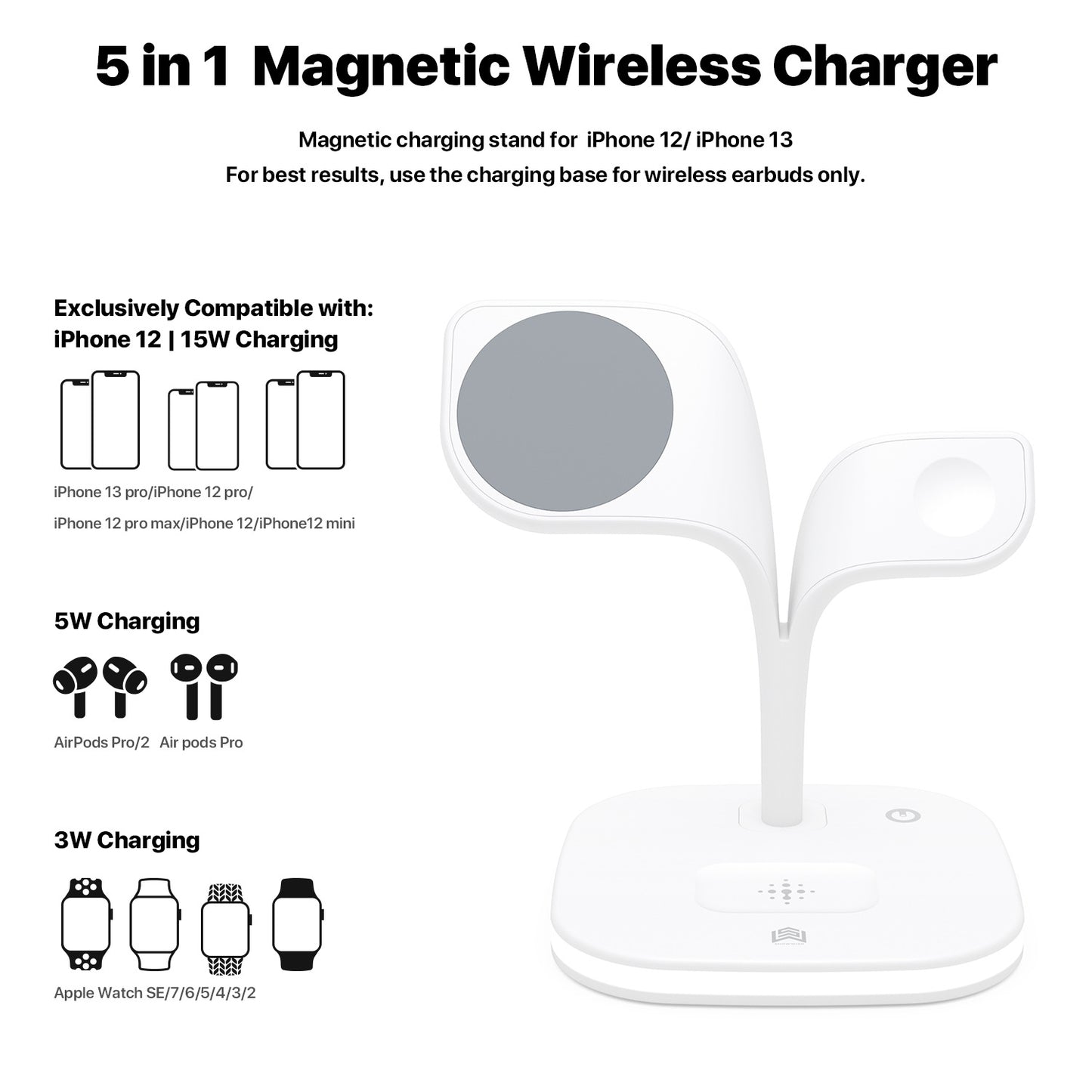 3-in-1 Wireless Charging Stand for Phone, Watch, and Headphones – Fast Desktop Charger