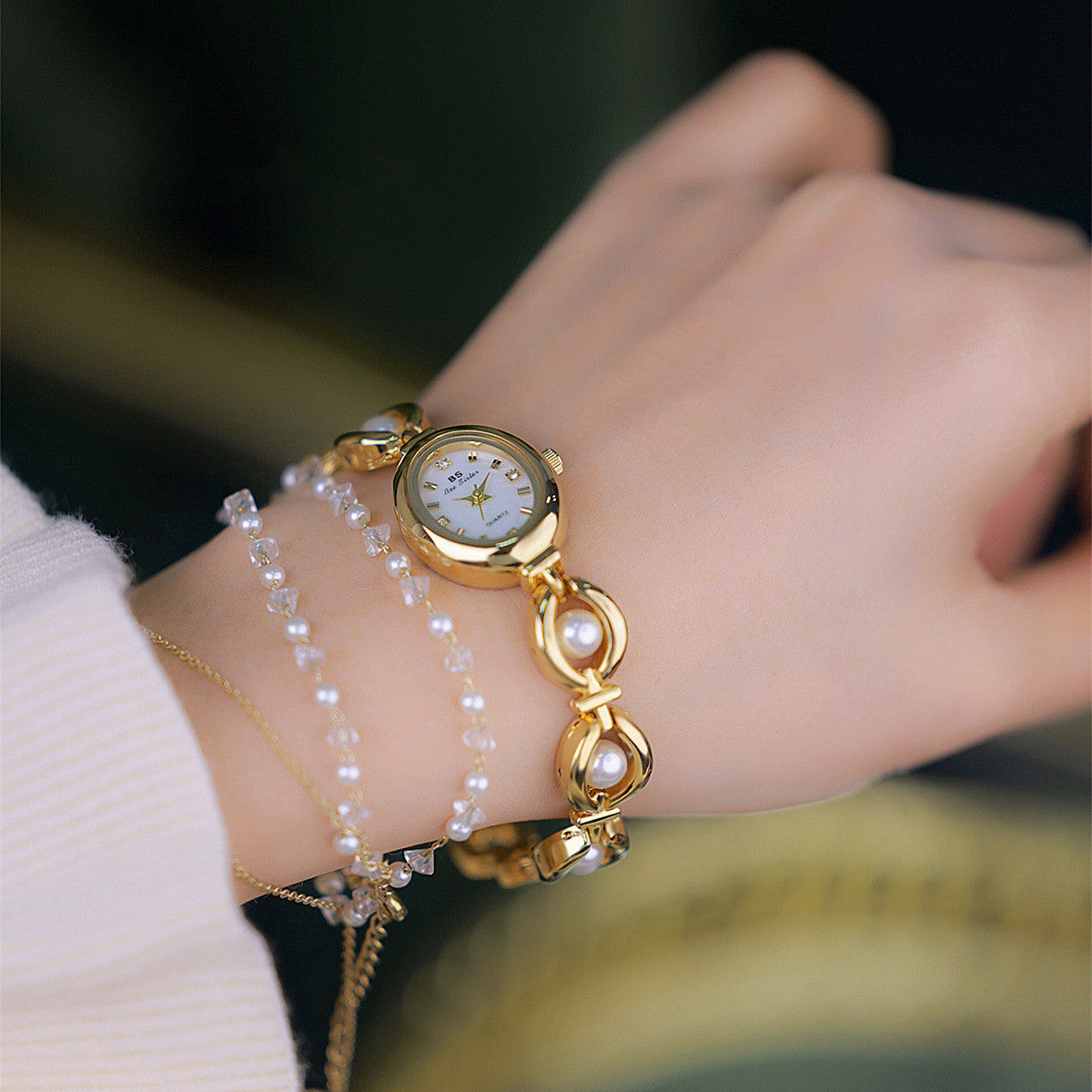 New Pearl Grace Women's Quartz Watch – Elegant Design in Gold, Silver, & Rose Gold