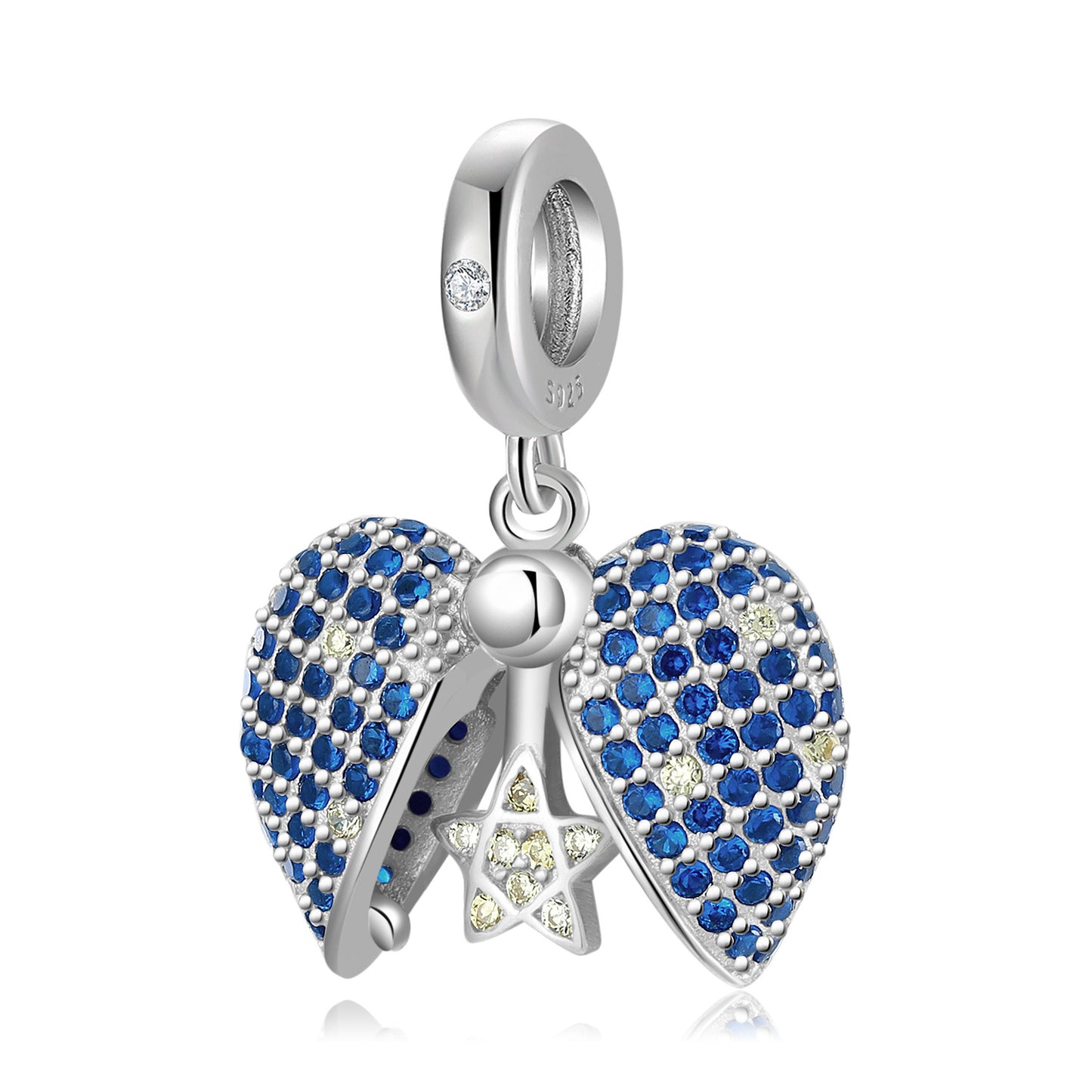 Blue Star Love Lock Beads 925 Sterling Silver Pendant Bracelet – Heart-Shaped Silver Jewelry
