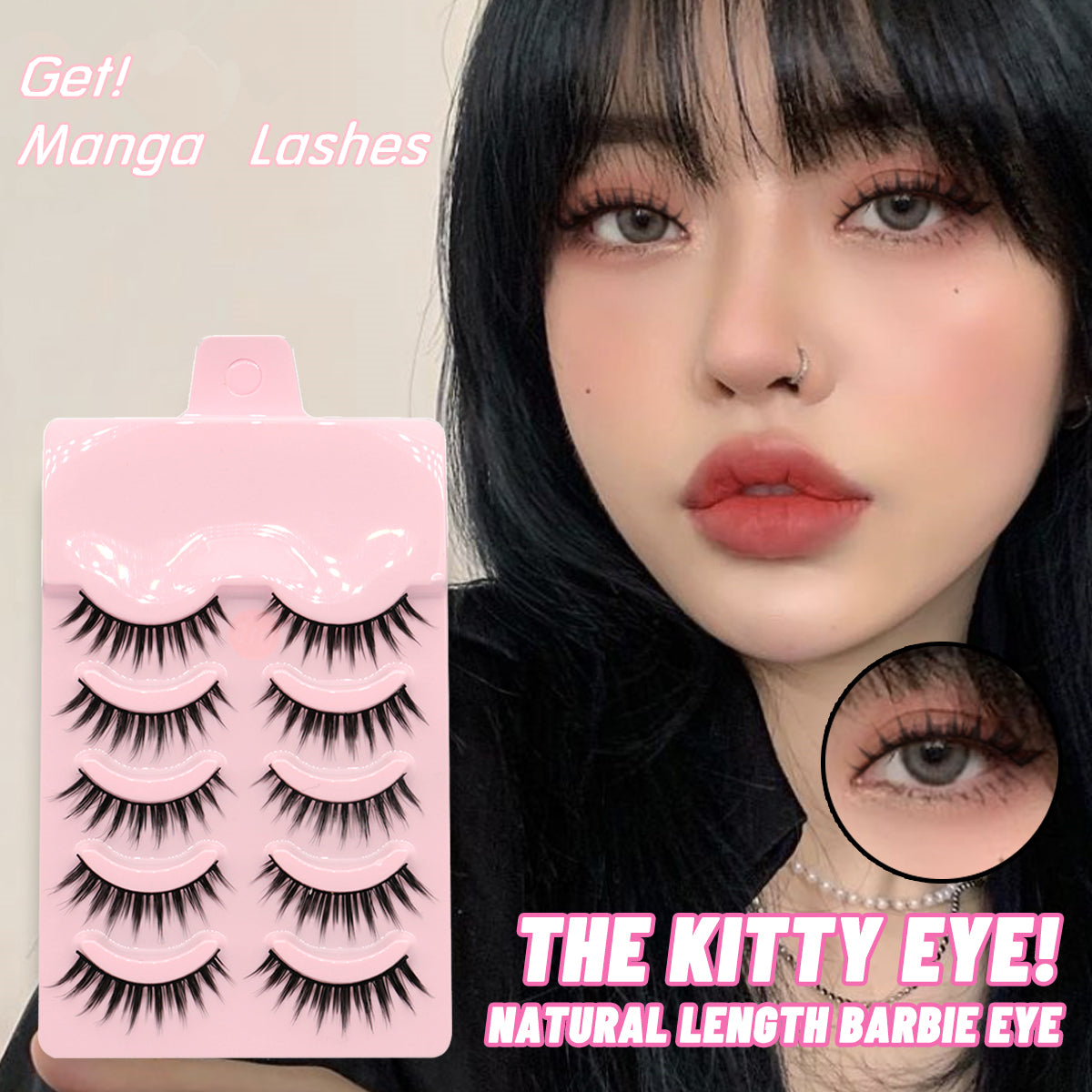 5 Pairs Manga-Inspired False Eyelashes – Natural Wispy Korean Cosplay Lashes