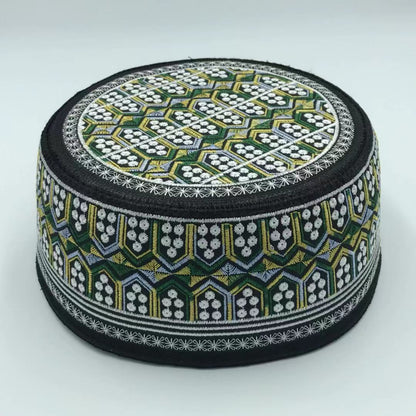Arabic Muslim Hat for Men – Elegant Embroidered Cotton Islamic Cap