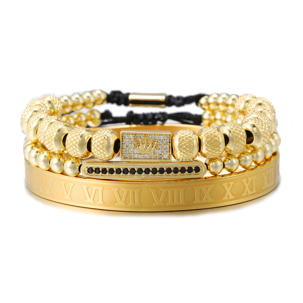 Vintage Crown Braided Titanium Steel Bracelet – Elegant Fashion Bracelets for Women