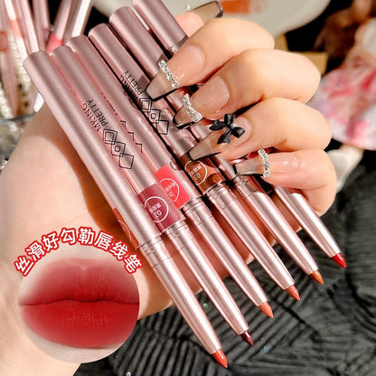 Waterproof Matte Lip Liner Pen – Rotating Lipstick, Long-Lasting Color
