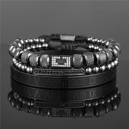 Vintage Crown Braided Titanium Steel Bracelet – Elegant Fashion Bracelets for Women