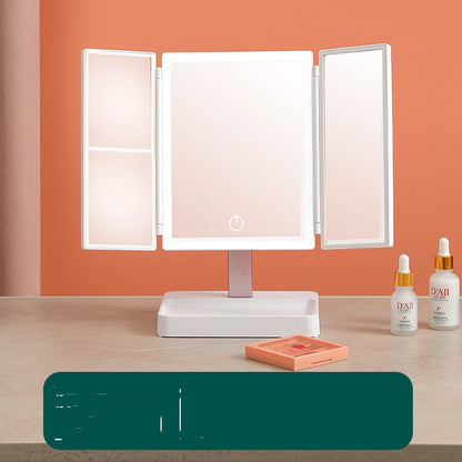 LED Shell HD Makeup Mirror with Lights – Intelligent Folding Desktop Mirror