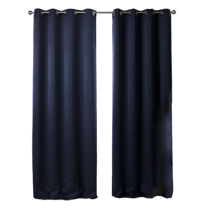 Dark Blue Blackout Curtains - Printed Fabric for Bedroom, Modern Vertical Design