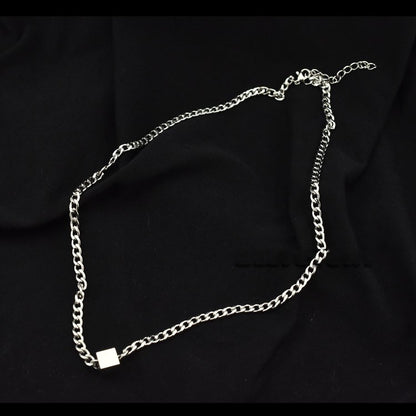 Fashion Stainless Steel Cube Pendant Necklace – Waterproof, Hypoallergenic, Multiple Sizes