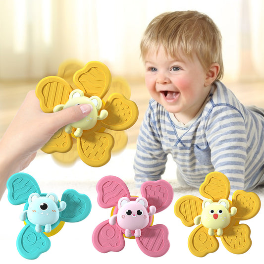 Baby Bath Spinning Top Toy – Animal Hand Spinner with Suction Cups, Safe and Fun Baby Bath Toy