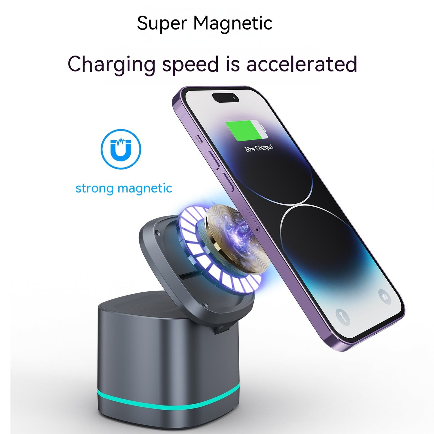Three-in-One Folding Magnetic Wireless Fast Charging Charger for Phones, Earbuds, and Smartwatches