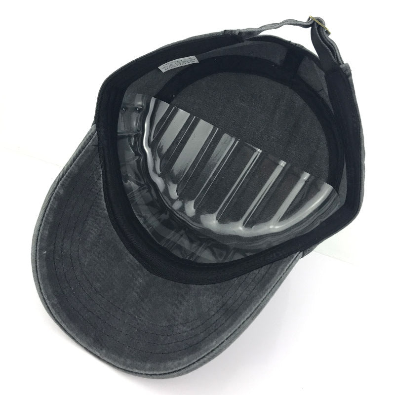Men’s Military Flat Top Hat – Washed Casual Sun Hat for Spring & Summer