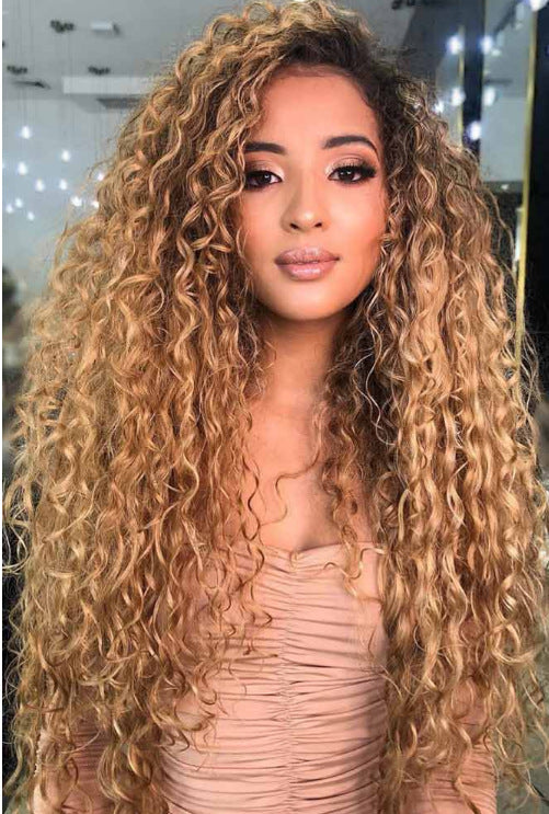 Shakira Lace Front Wig - Long Curly Gradient Color, Natural Look