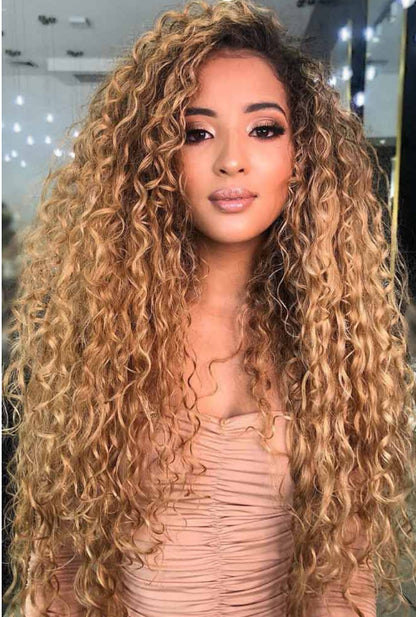 Shakira Lace Front Wig - Long Curly Gradient Color, Natural Look