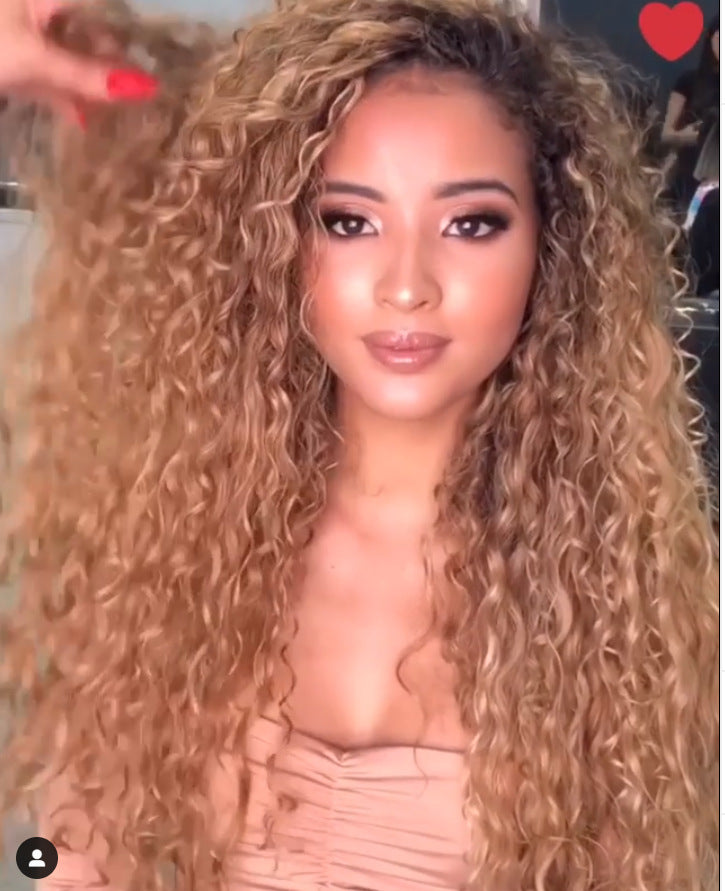 Shakira Lace Front Wig - Long Curly Gradient Color, Natural Look