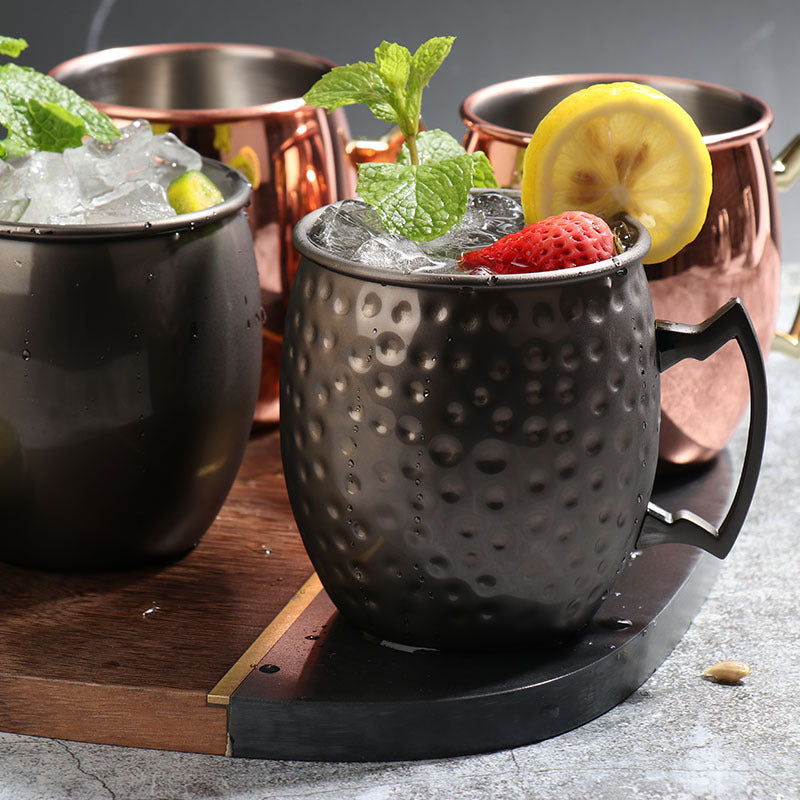 304 Stainless Steel Moscow Mule Cup – Hammered Copper-Plated Cocktail Glass