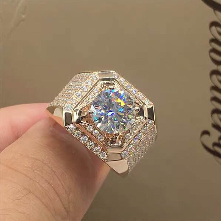 Micro-Inlaid Diamond Square Ring – Creative Fashion Jewelry