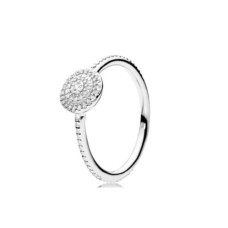 Golden Charm Glaze Deciduous Couple Ring – White Copper Engagement & Wedding Ring