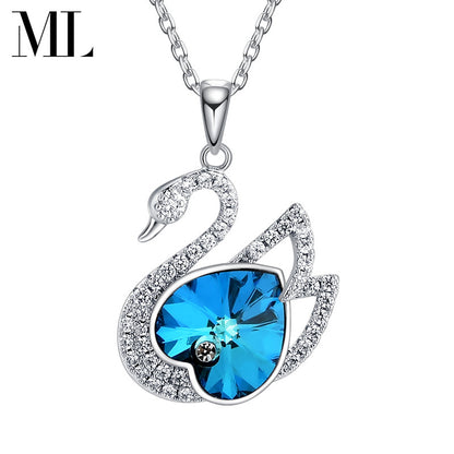 European & American Swan Pendant Necklace – Austrian Crystal Clavicle Chain Jewelry for Women