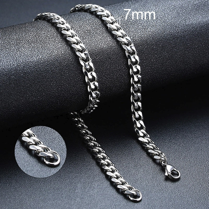 Stainless Steel Curb Link Chain Necklace for Men & Women – Eco-Friendly & Durable