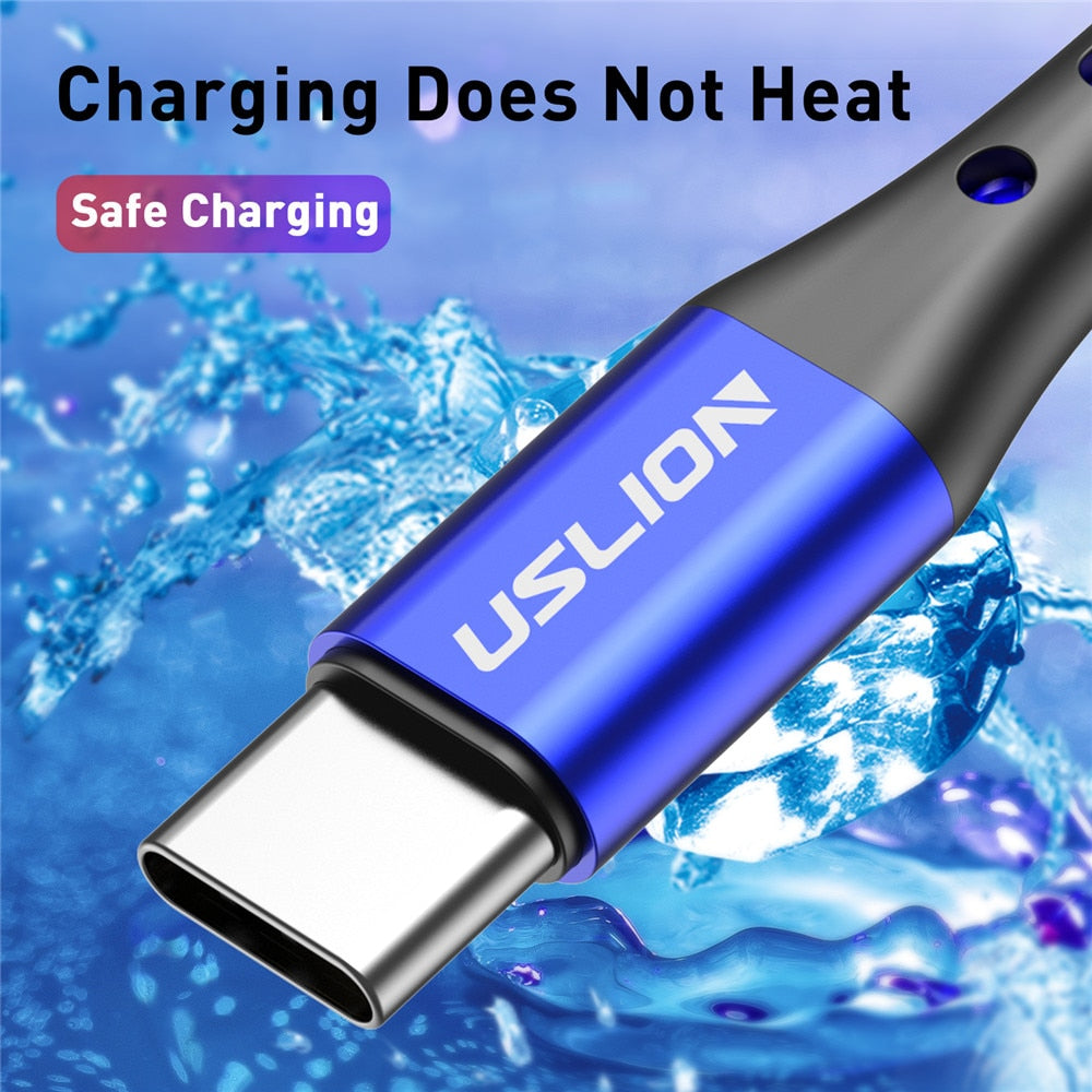Mobile Phone Fast Charging USB Cable - USB to USB Type-C & Micro USB - 3A Rapid Charger