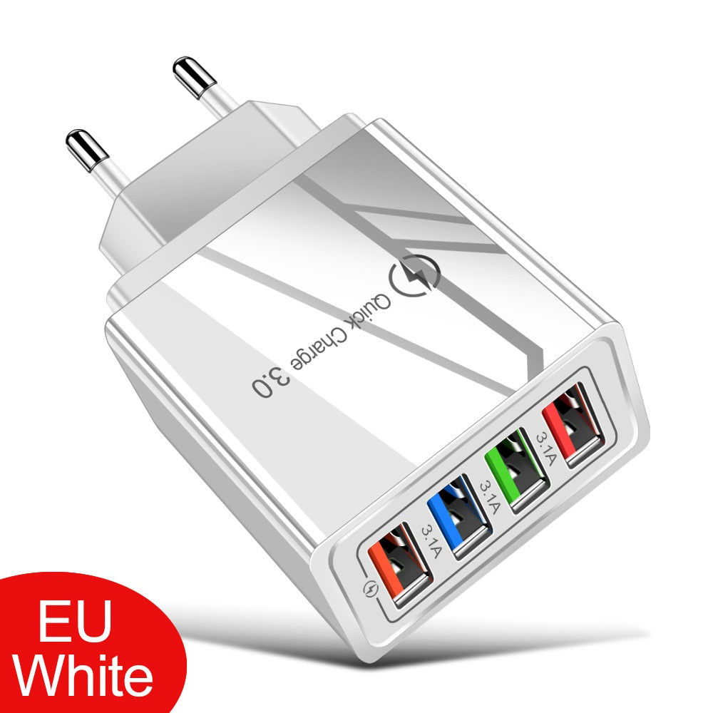 Quick Charge 3.0 USB Wall Charger for iPhone & Tablets (EU/US Plug)