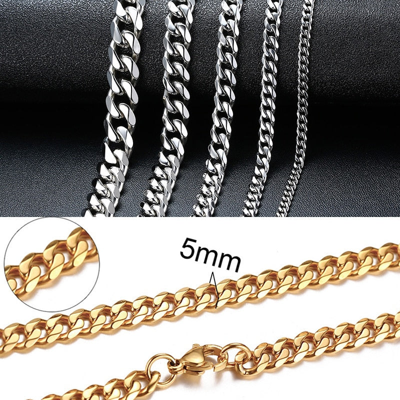 Stainless Steel Curb Link Chain Necklace for Men & Women – Eco-Friendly & Durable