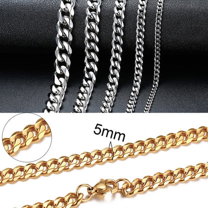Stainless Steel Curb Link Chain Necklace for Men & Women – Eco-Friendly & Durable