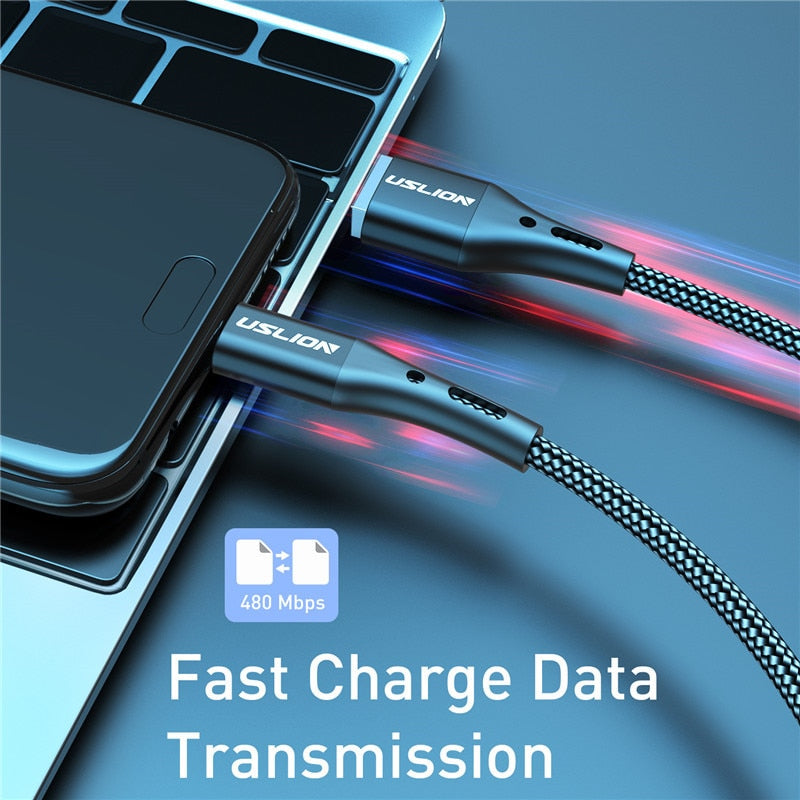 Mobile Phone Fast Charging USB Cable - USB to USB Type-C & Micro USB - 3A Rapid Charger