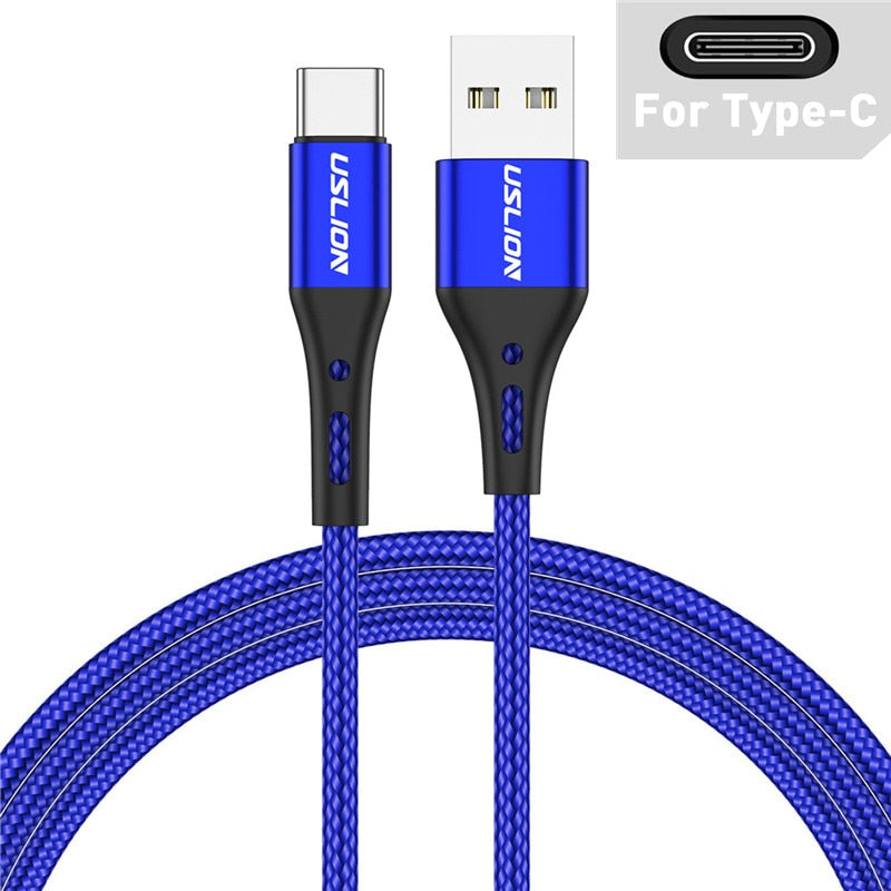 Mobile Phone Fast Charging USB Cable - USB to USB Type-C & Micro USB - 3A Rapid Charger