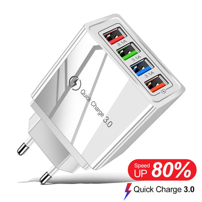 Quick Charge 3.0 USB Wall Charger for iPhone & Tablets (EU/US Plug)