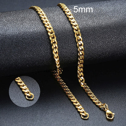 Stainless Steel Curb Link Chain Necklace for Men & Women – Eco-Friendly & Durable