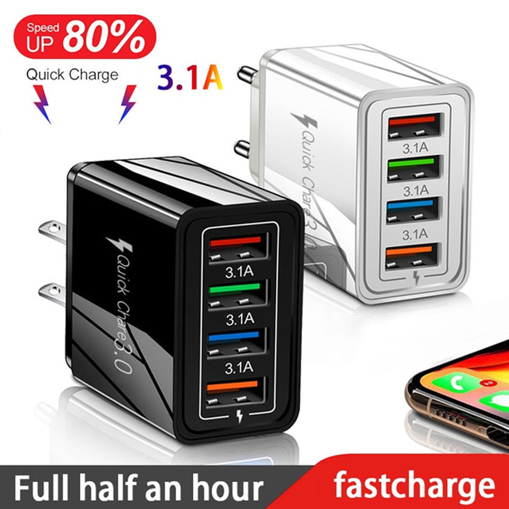 Quick Charge 3.0 USB Wall Charger for iPhone & Tablets (EU/US Plug)