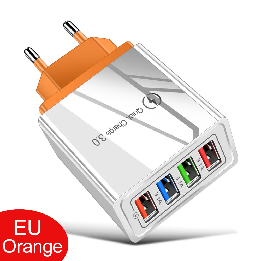 Quick Charge 3.0 USB Wall Charger for iPhone & Tablets (EU/US Plug)