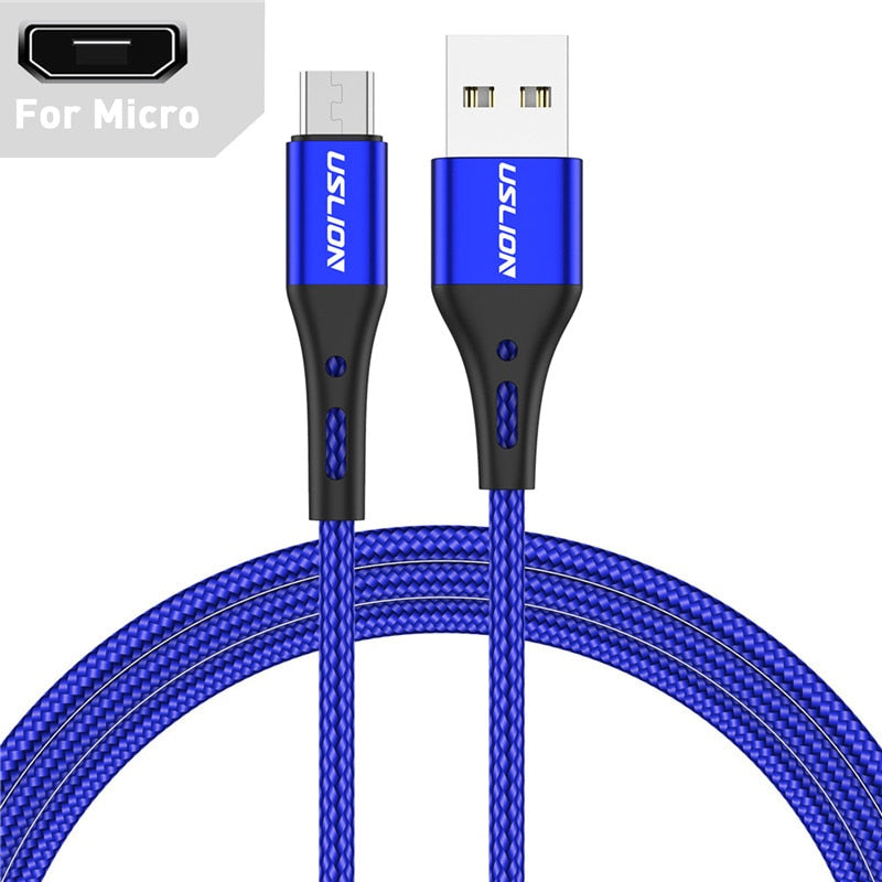 Mobile Phone Fast Charging USB Cable - USB to USB Type-C & Micro USB - 3A Rapid Charger