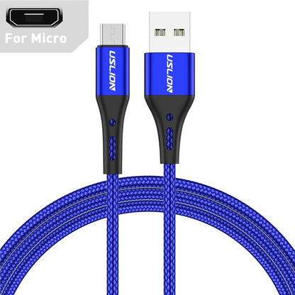Mobile Phone Fast Charging USB Cable - USB to USB Type-C & Micro USB - 3A Rapid Charger