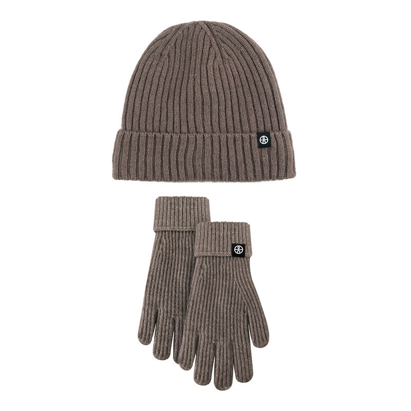 Unisex Winter Wool Knitted Hat & Gloves Set – Striped Touchscreen & Windproof