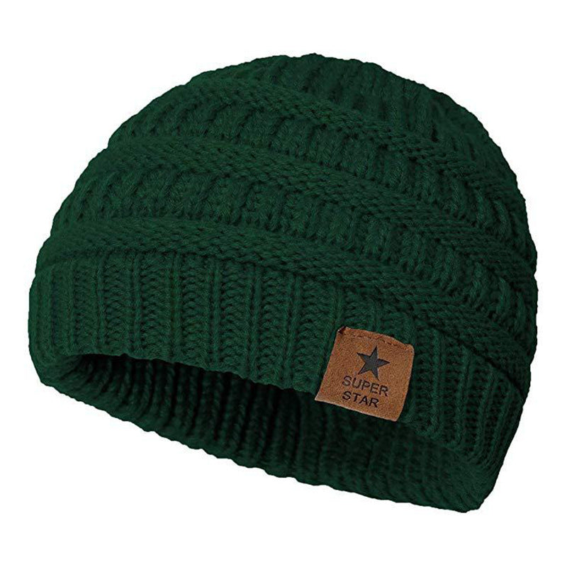 Children’s Wool Knitted Hat with Five-Pointed Star – Warm Winter Dome Cap