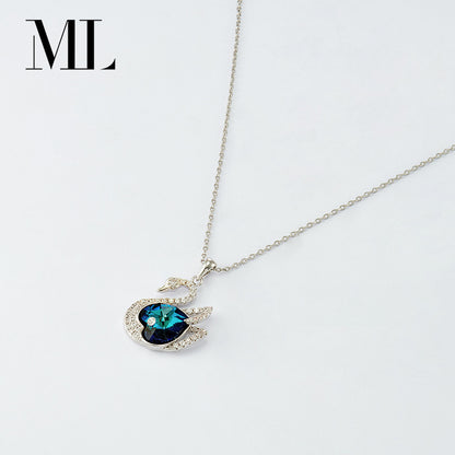 European & American Swan Pendant Necklace – Austrian Crystal Clavicle Chain Jewelry for Women