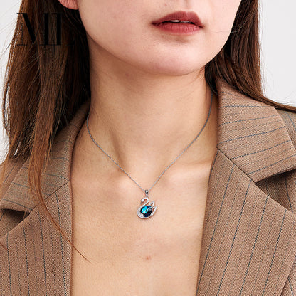 European & American Swan Pendant Necklace – Austrian Crystal Clavicle Chain Jewelry for Women