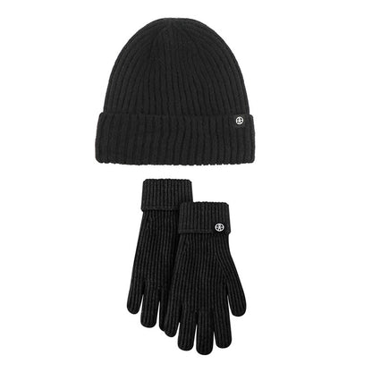 Unisex Winter Wool Knitted Hat & Gloves Set – Striped Touchscreen & Windproof