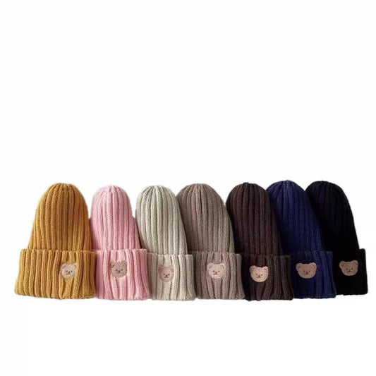 Baby Winter Hat – Cute Embroidered Wool Hat for Boys & Girls, Candy Color Ear Cover