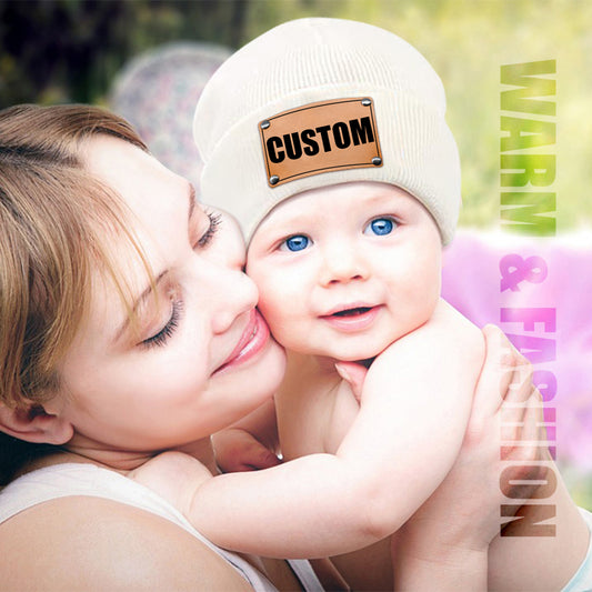 Engraved Knitted Beanie – Baby, Toddler, and Adult Beanie for Boys and Girls