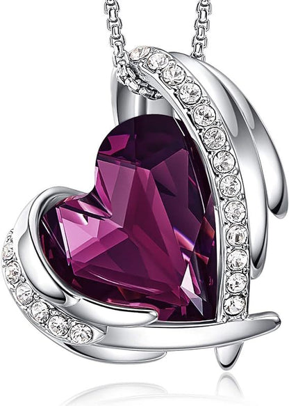 European & American Love-Shaped Geometric Birthstone Necklace – Women's Clavicle Chain Jewelry Gift