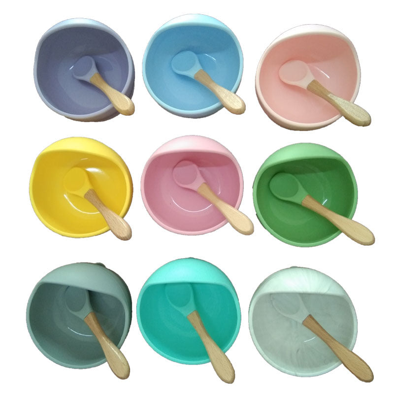 Baby Suction Bowl & Spoon Set - Silicone, Anti-Fall, Training Aid