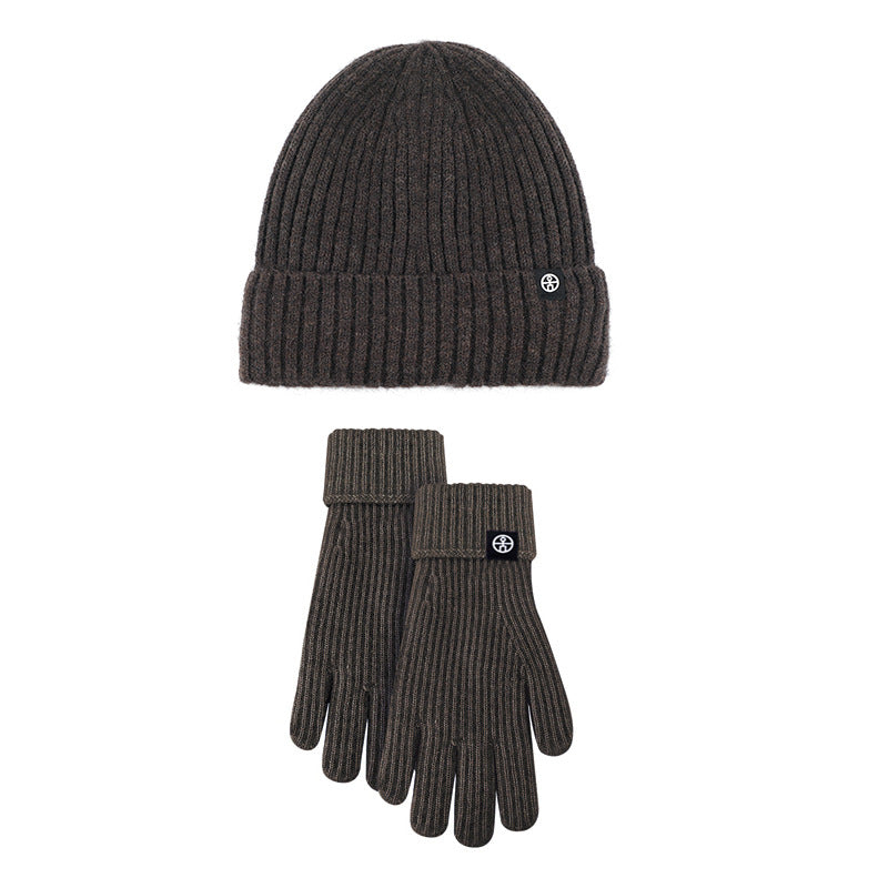 Unisex Winter Wool Knitted Hat & Gloves Set – Striped Touchscreen & Windproof