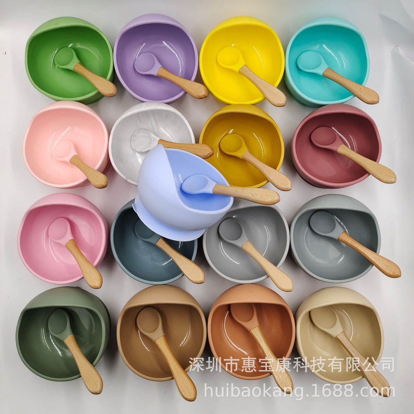 Baby Suction Bowl & Spoon Set - Silicone, Anti-Fall, Training Aid