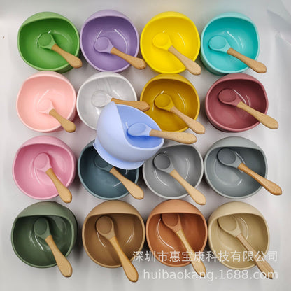 Baby Suction Bowl & Spoon Set - Silicone, Anti-Fall, Training Aid