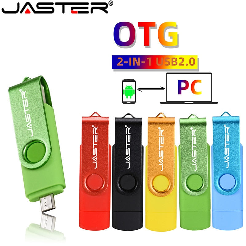 JASTER High-Speed OTG USB Flash Drive - 16GB/32GB/64GB Rotatable Pen Drive for Android & PC