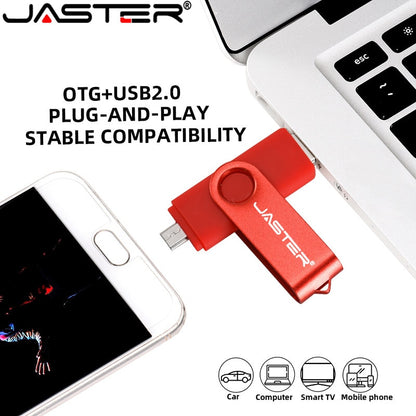 JASTER High-Speed OTG USB Flash Drive - 16GB/32GB/64GB Rotatable Pen Drive for Android & PC